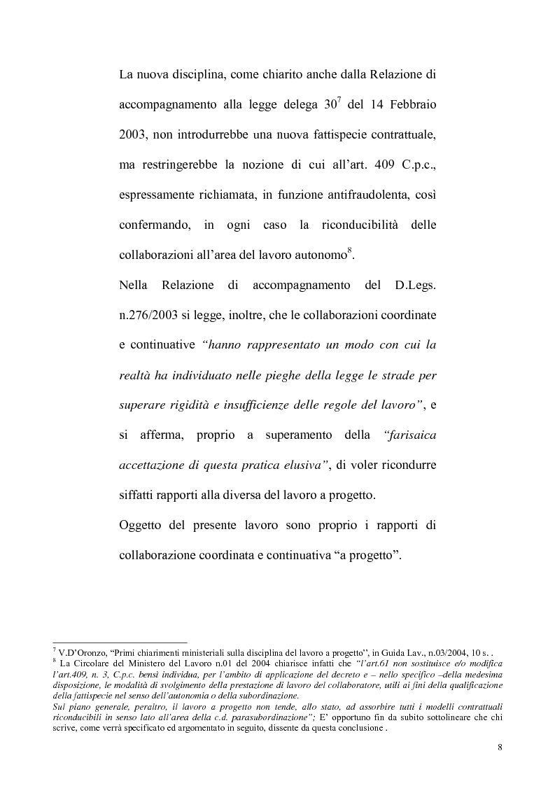 Anteprima della tesi: La riforma Biagi del mercato del lavoro: i contratti a progetto, Pagina 5
