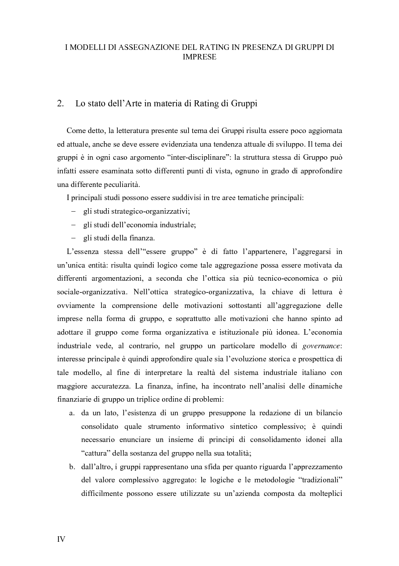 Anteprima della tesi: I Modelli di Assegnazione del Rating in presenza di Gruppi di Imprese, Pagina 4