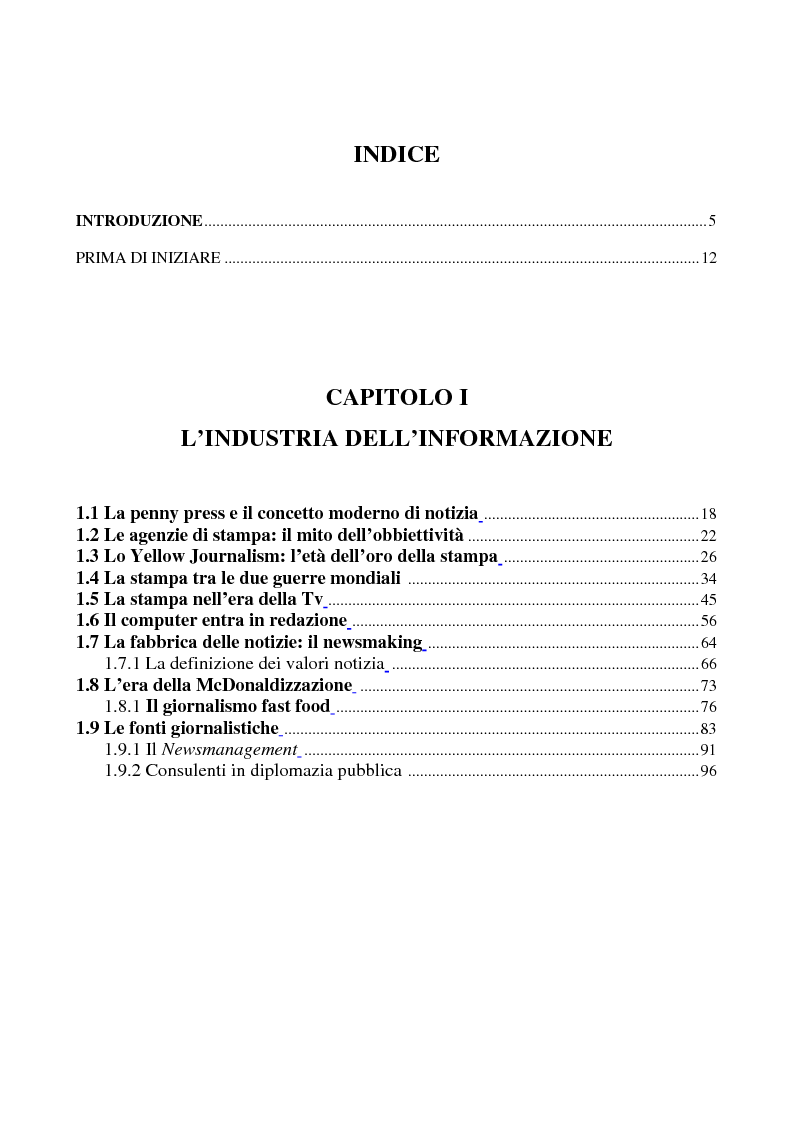 Indice della tesi: Disinformazione di guerra. Il caso Al Jazeera, Pagina 1
