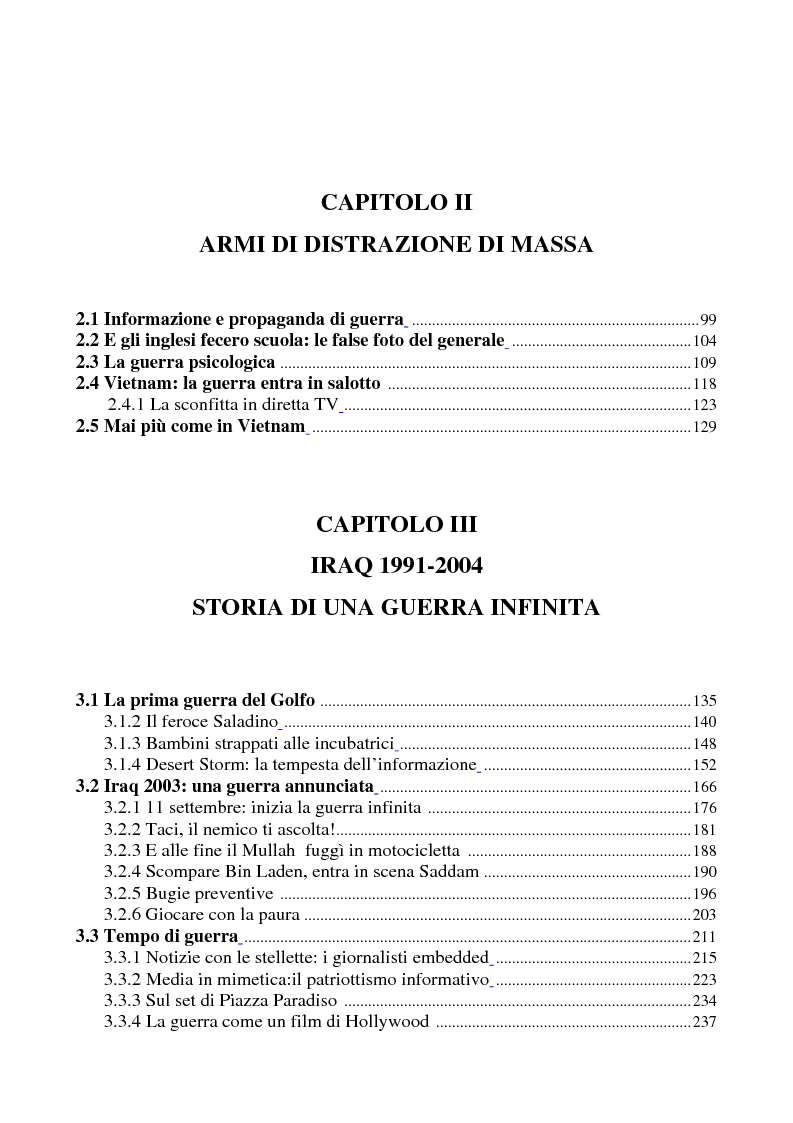 Indice della tesi: Disinformazione di guerra. Il caso Al Jazeera, Pagina 2
