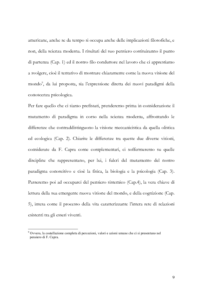 Anteprima della tesi: I nuovi paradigmi della conoscenza psicologica nel pensiero di Fritjof Capra, Pagina 6