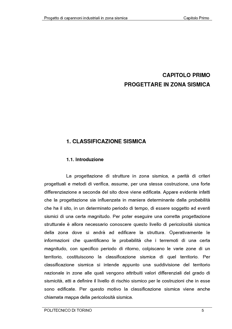 Anteprima della tesi: Progetto di capannoni industriali in zona sismica secondo nuova normativa, Pagina 5
