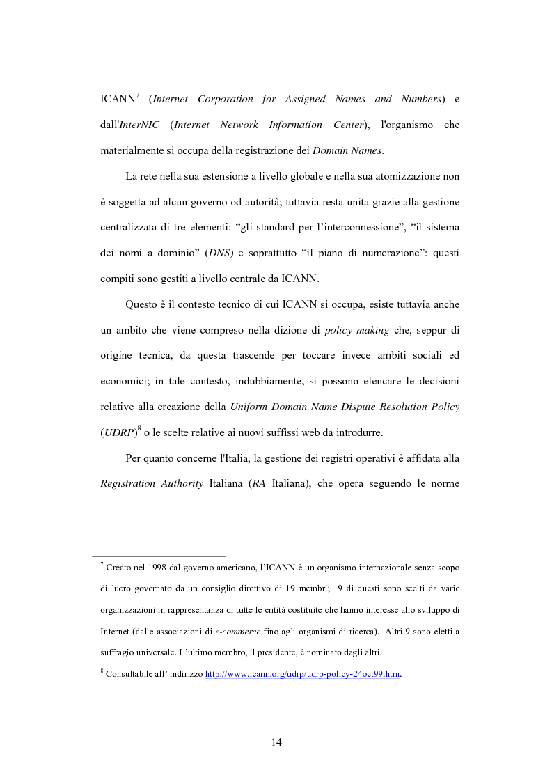 Anteprima della tesi: Internet e illecito civile: la responsabilità derivante dall’uso illecito dei nomi di dominio, Pagina 9