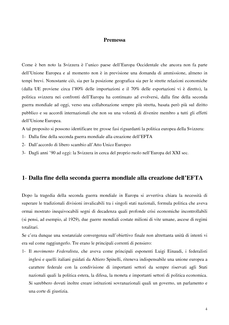 Anteprima della tesi: Relazioni economiche Svizzera-EU: le conseguenze dell'adozione dell'Euro, Pagina 4
