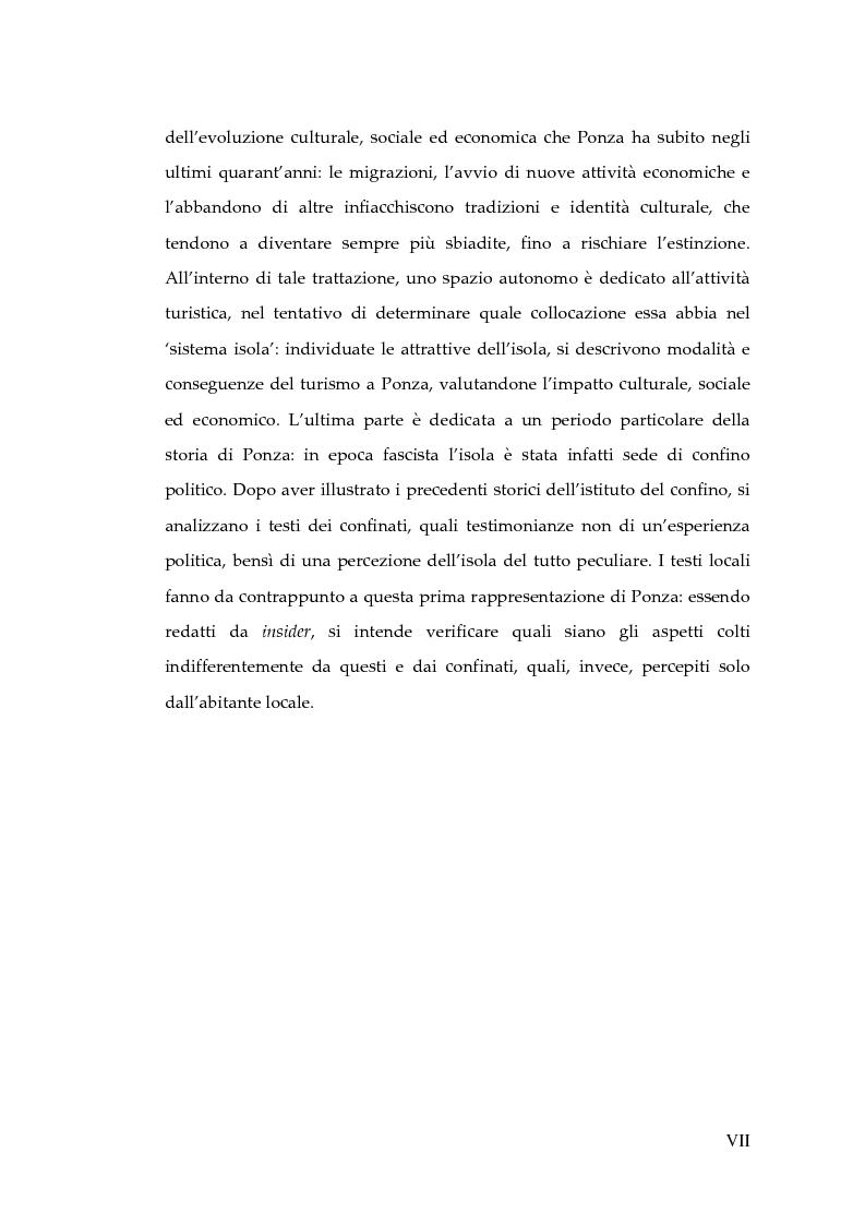 Anteprima della tesi: Memorie d'isola. Abitanti, turisti e confinati a Ponza., Pagina 5