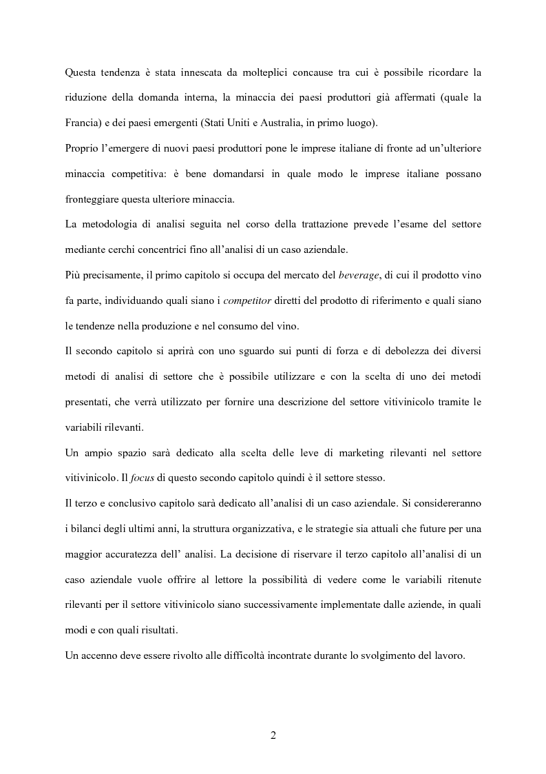 Anteprima della tesi: Strategia d'impresa e analisi di settore: il caso Michele Chiarlo S.r.l., Pagina 2