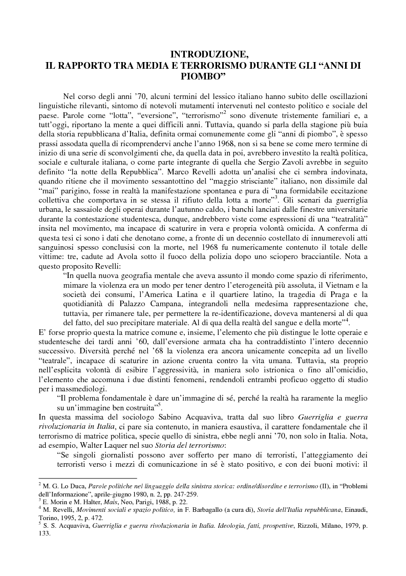 Anteprima della tesi: Quando i media staccano la spina. Storia del blackout informativo durante gli ''anni di piombo'', Pagina 3