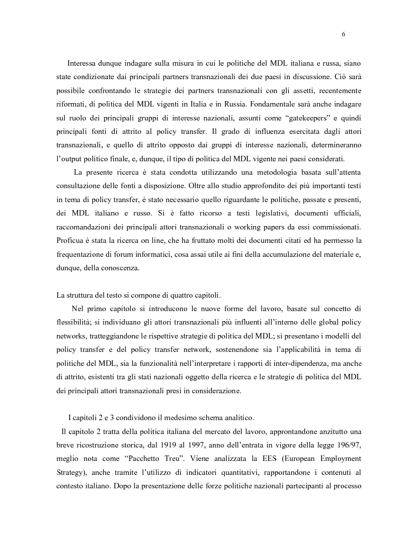 Anteprima della tesi: Policy Transfer e Politiche del Mercato del Lavoro in Italia e in Russia, Pagina 3
