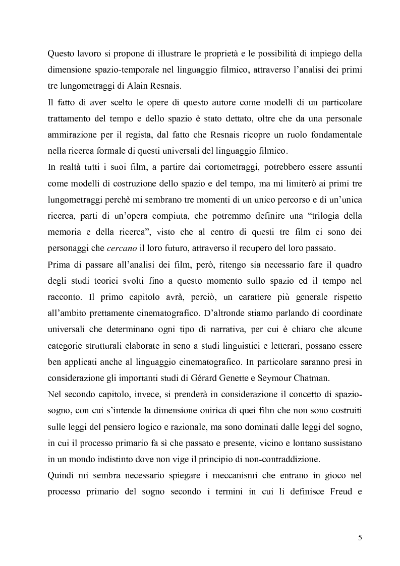 Anteprima della tesi: Lo spazio e il tempo nel cinema di Alain Resnais: Hiroshima mon amour, L'année dernière a Marienbad e Muriel., Pagina 2
