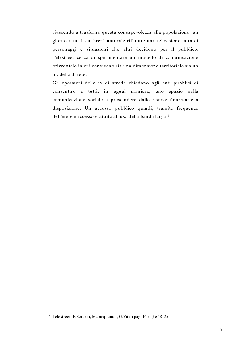 Anteprima della tesi: Telestreet: Il vero elisir della libertà di comunicazione?, Pagina 15