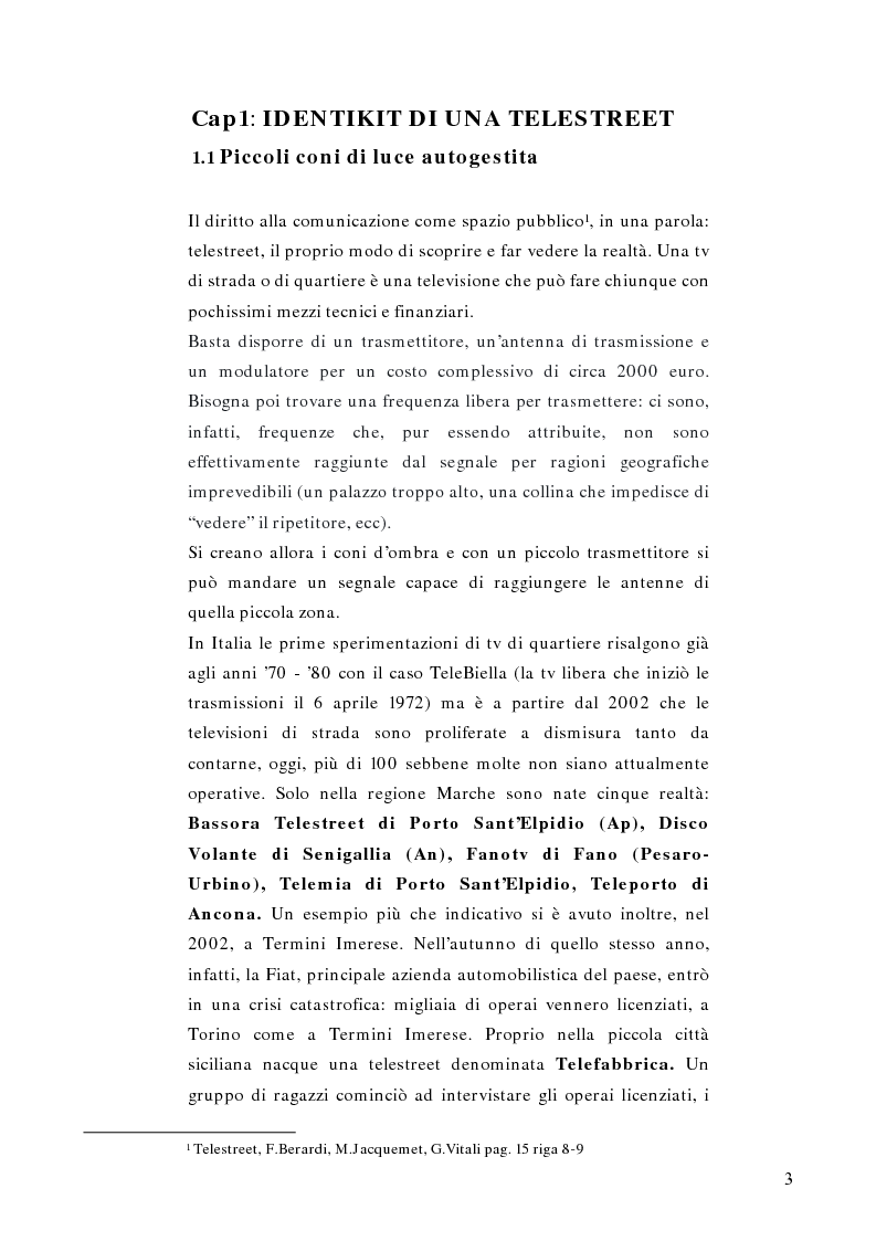 Anteprima della tesi: Telestreet: Il vero elisir della libertà di comunicazione?, Pagina 3