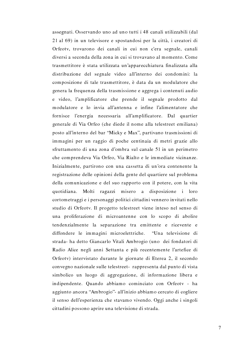 Anteprima della tesi: Telestreet: Il vero elisir della libertà di comunicazione?, Pagina 7