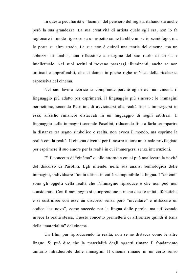Anteprima della tesi: Il cinema come lingua scritta della realtà. La riflessione di Pier Paolo Pasolini sul linguaggio cinematografico e il suo rapporto con la fenomenologia, Pagina 6
