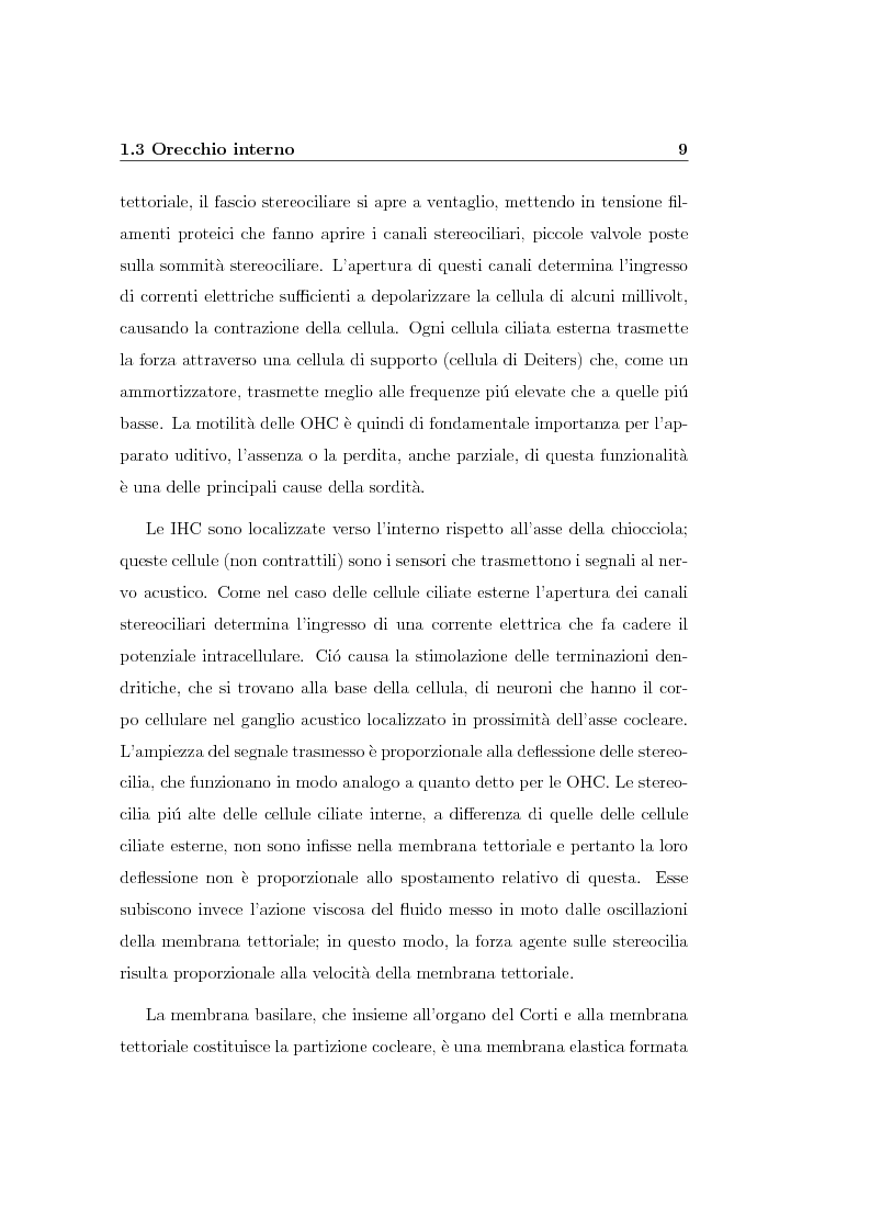 Anteprima della tesi: Modelli lineari e non lineari di partizione cocleare: loro realizzazione con filtri ad onda, Pagina 11