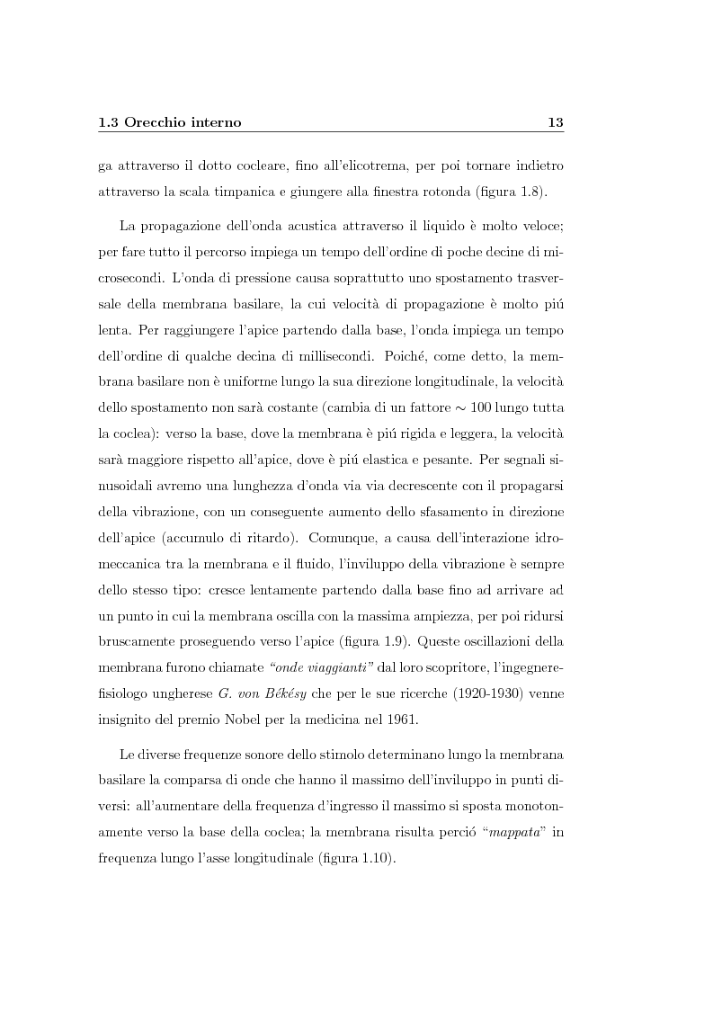 Anteprima della tesi: Modelli lineari e non lineari di partizione cocleare: loro realizzazione con filtri ad onda, Pagina 15