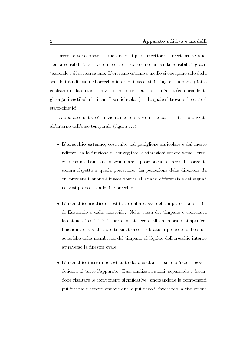Anteprima della tesi: Modelli lineari e non lineari di partizione cocleare: loro realizzazione con filtri ad onda, Pagina 4