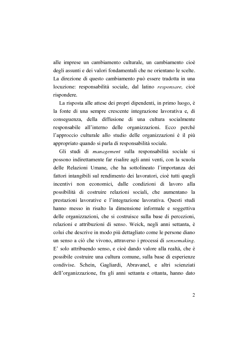 Anteprima della tesi: Il bilancio sociale. Processi di integrazione lavorativa e costruzione della cultura organizzativa, Pagina 2