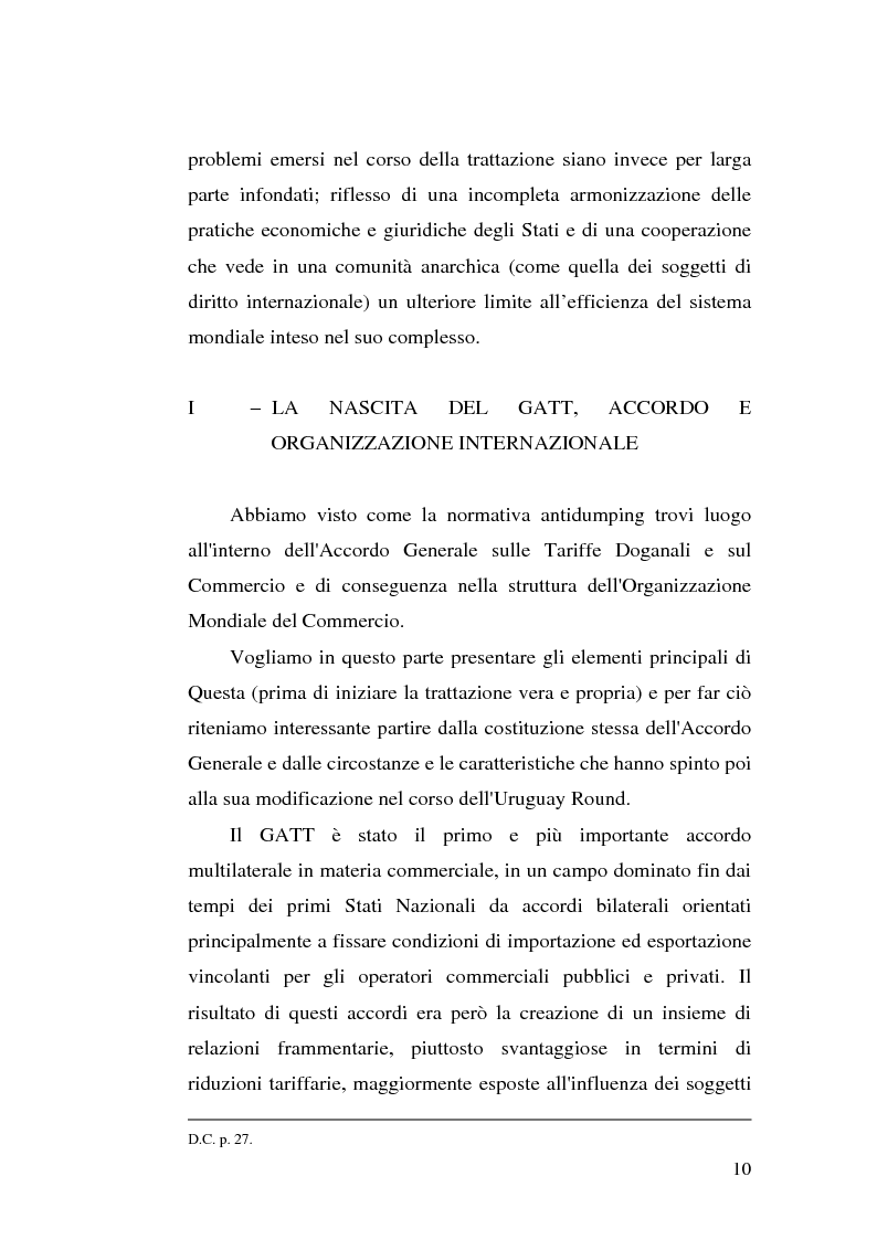 Anteprima della tesi: Il dumping e l'antidumping nell'Organizzazione Mondiale del Commercio, Pagina 10