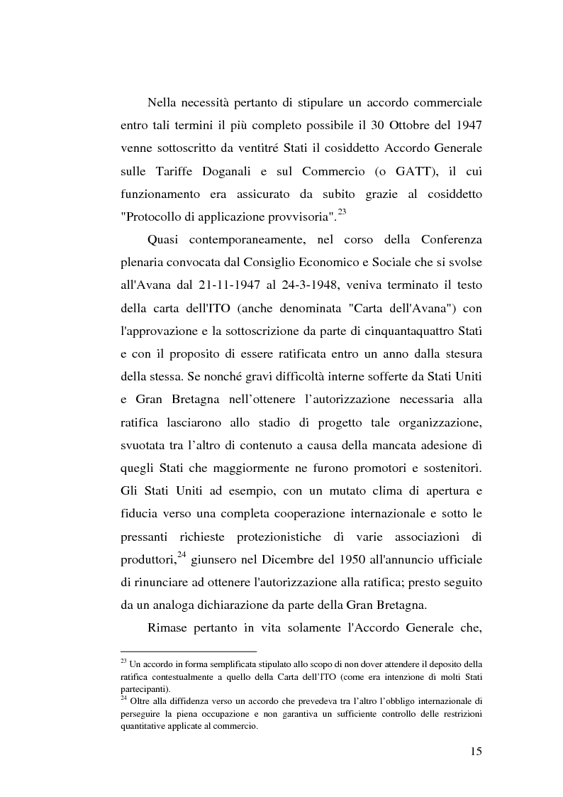 Anteprima della tesi: Il dumping e l'antidumping nell'Organizzazione Mondiale del Commercio, Pagina 15