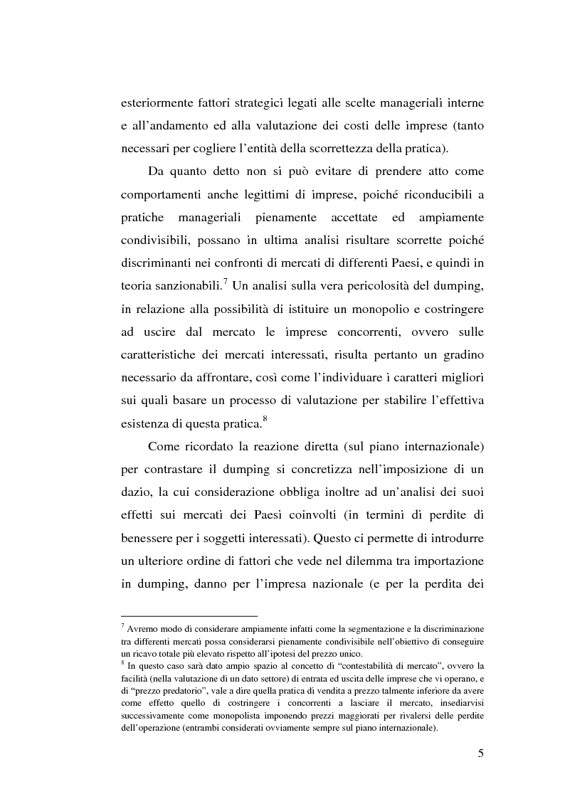Anteprima della tesi: Il dumping e l'antidumping nell'Organizzazione Mondiale del Commercio, Pagina 5