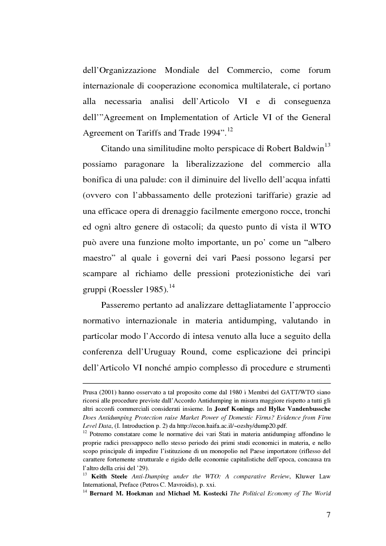 Anteprima della tesi: Il dumping e l'antidumping nell'Organizzazione Mondiale del Commercio, Pagina 7