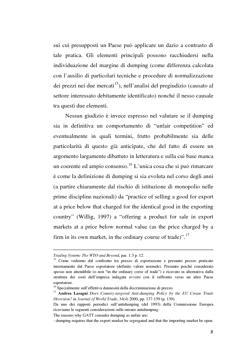 Anteprima della tesi: Il dumping e l'antidumping nell'Organizzazione Mondiale del Commercio, Pagina 8