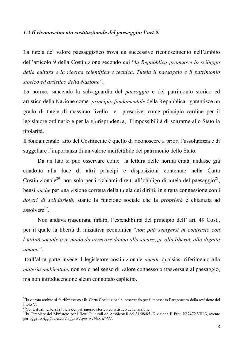 Anteprima della tesi: La Tutela del Paesaggio, Pagina 8