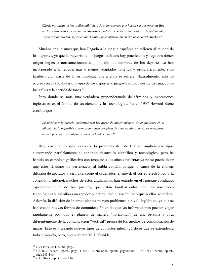 Anteprima della tesi: La influencia de la lengua inglesa en el español contemporáneo, Pagina 7