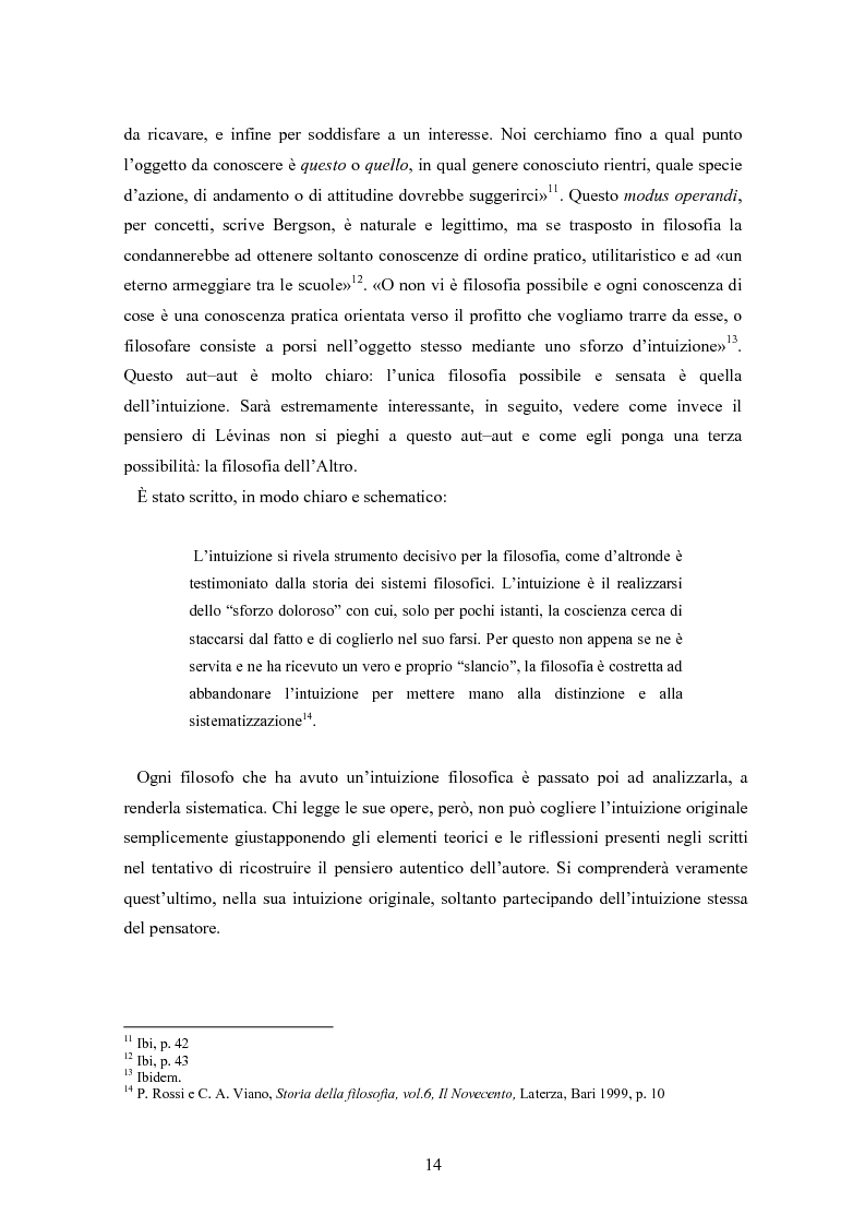 Anteprima della tesi: Bergson e Lévinas: emozione creatrice ed alterità, Pagina 10