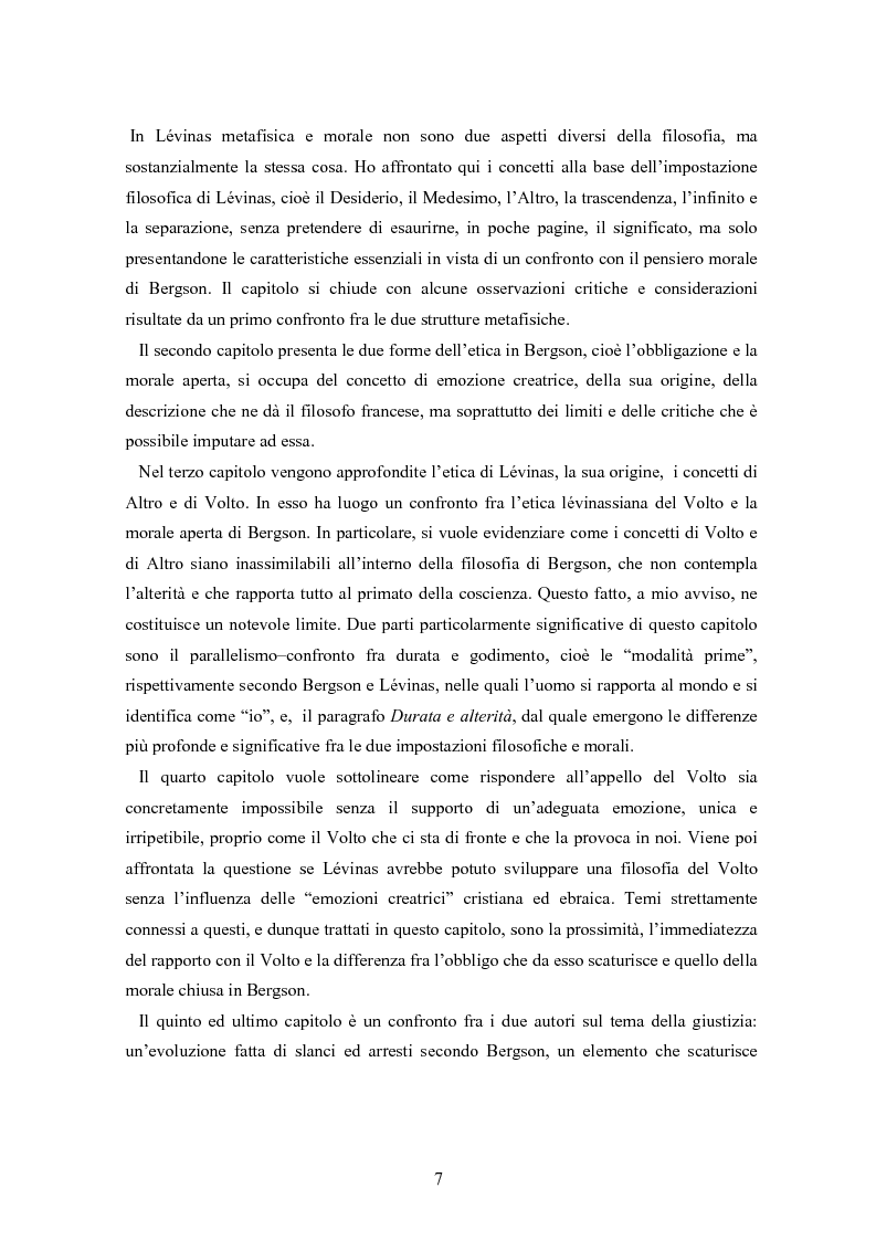 Anteprima della tesi: Bergson e Lévinas: emozione creatrice ed alterità, Pagina 3