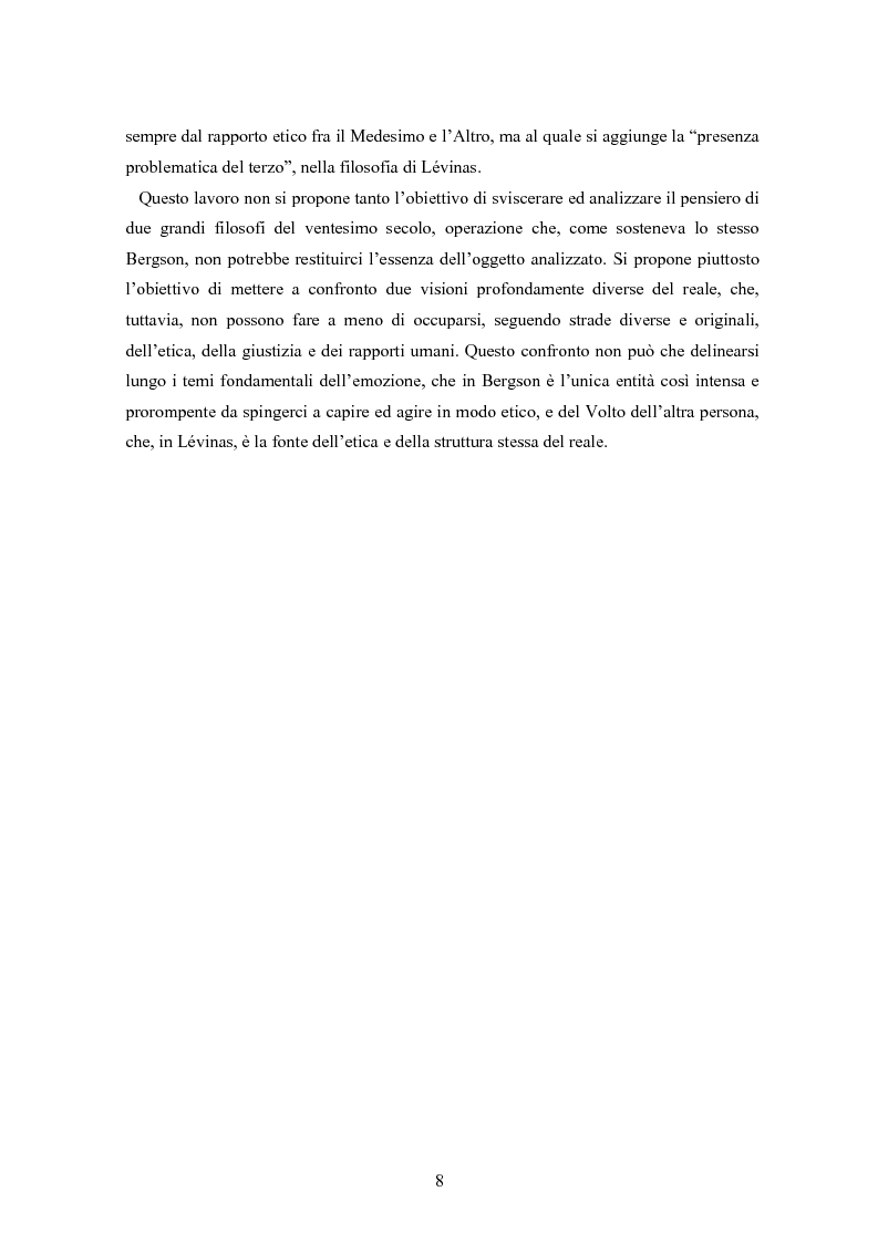 Anteprima della tesi: Bergson e Lévinas: emozione creatrice ed alterità, Pagina 4