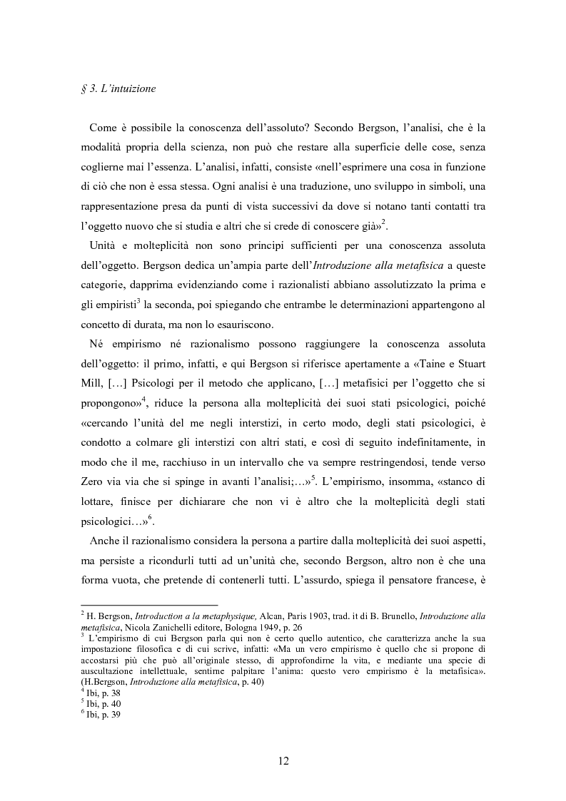 Anteprima della tesi: Bergson e Lévinas: emozione creatrice ed alterità, Pagina 8