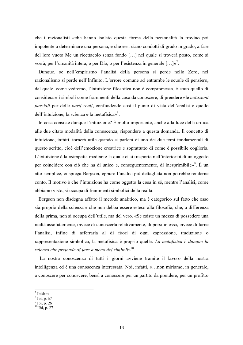 Anteprima della tesi: Bergson e Lévinas: emozione creatrice ed alterità, Pagina 9