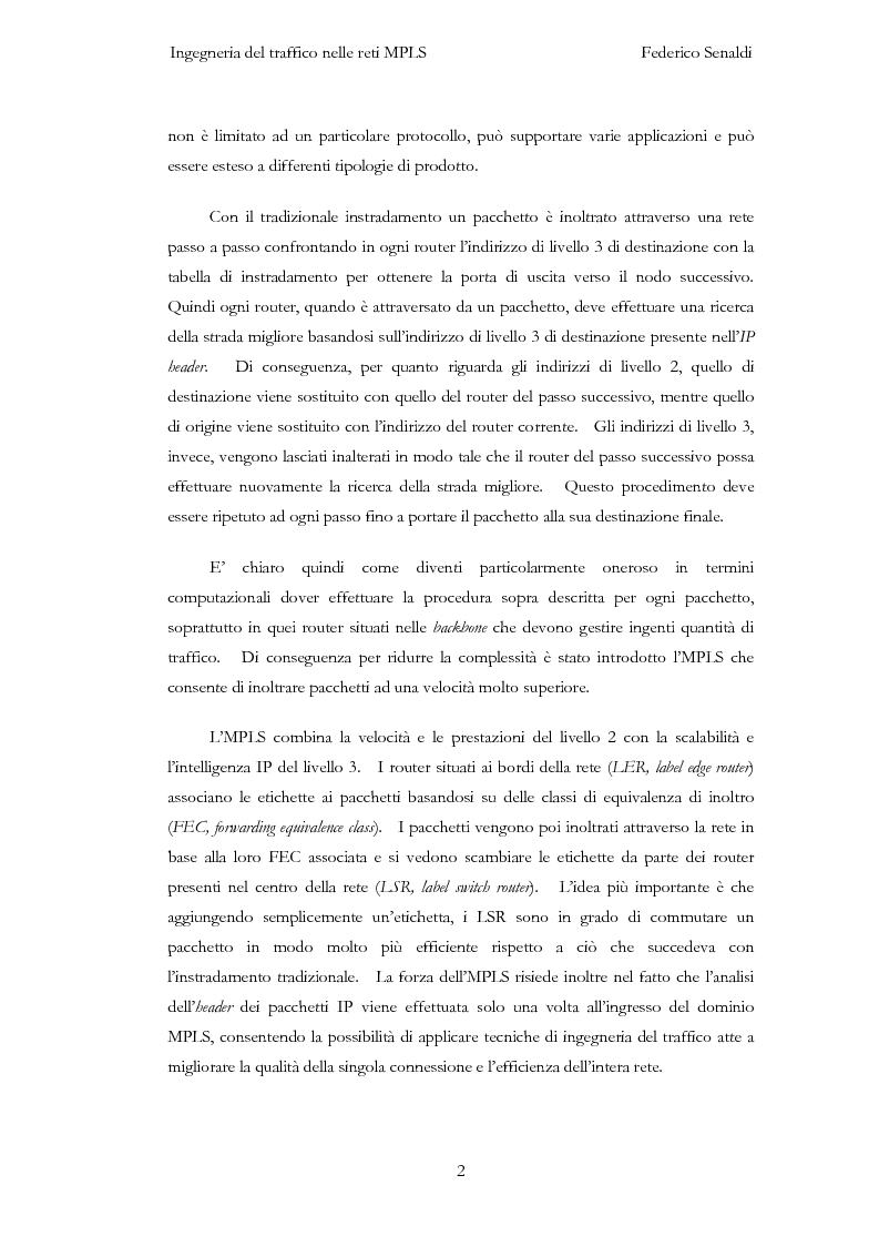 Anteprima della tesi: Ingegneria del traffico nelle reti MPLS, Pagina 2