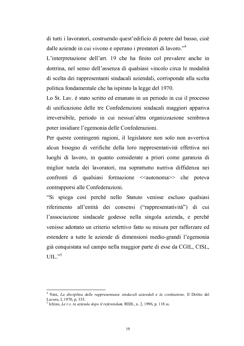 Anteprima della tesi: Le rappresentanze sindacali unitarie nel lavoro privato e pubblico, Pagina 12
