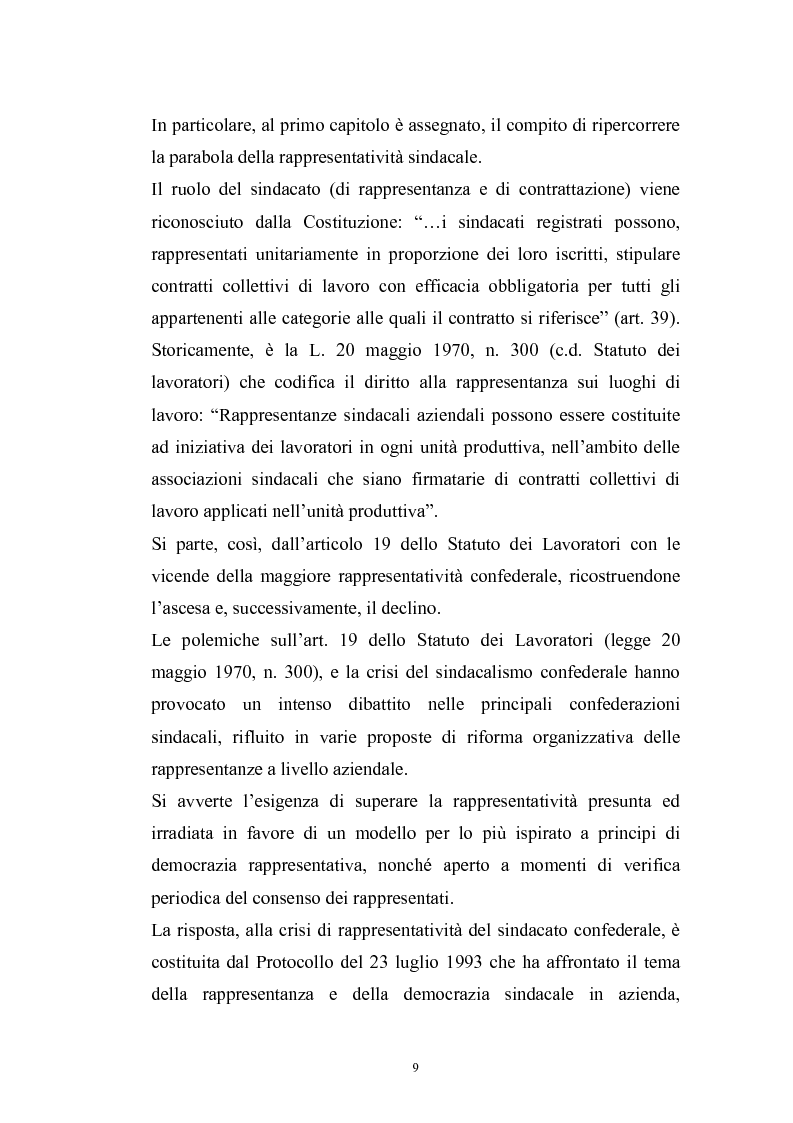 Anteprima della tesi: Le rappresentanze sindacali unitarie nel lavoro privato e pubblico, Pagina 2
