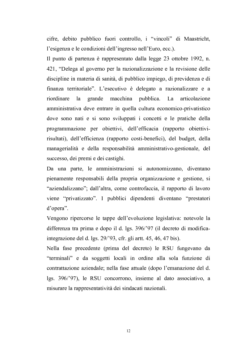 Anteprima della tesi: Le rappresentanze sindacali unitarie nel lavoro privato e pubblico, Pagina 5