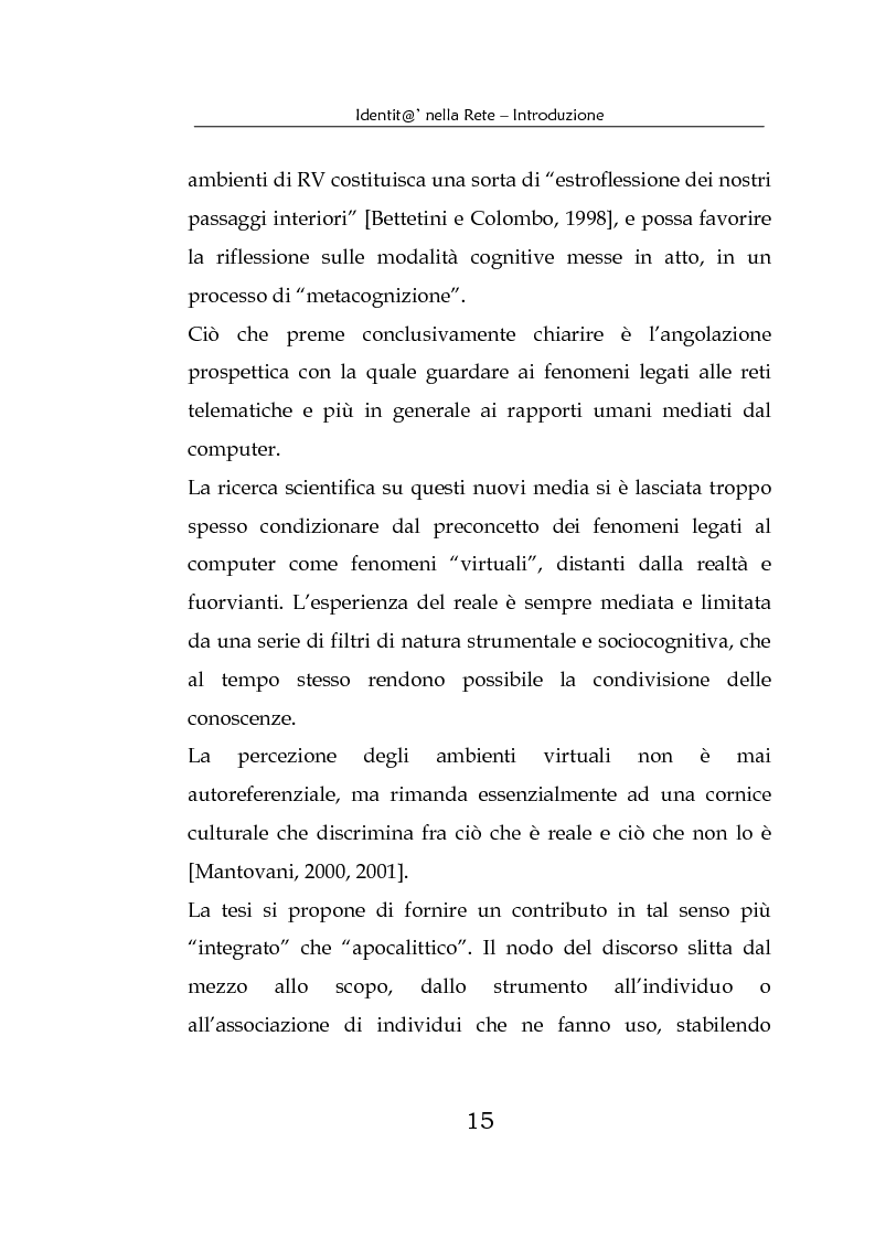 Anteprima della tesi: Identità nella Rete. Per una psicologia della comunicazione mediata dal computer, Pagina 12
