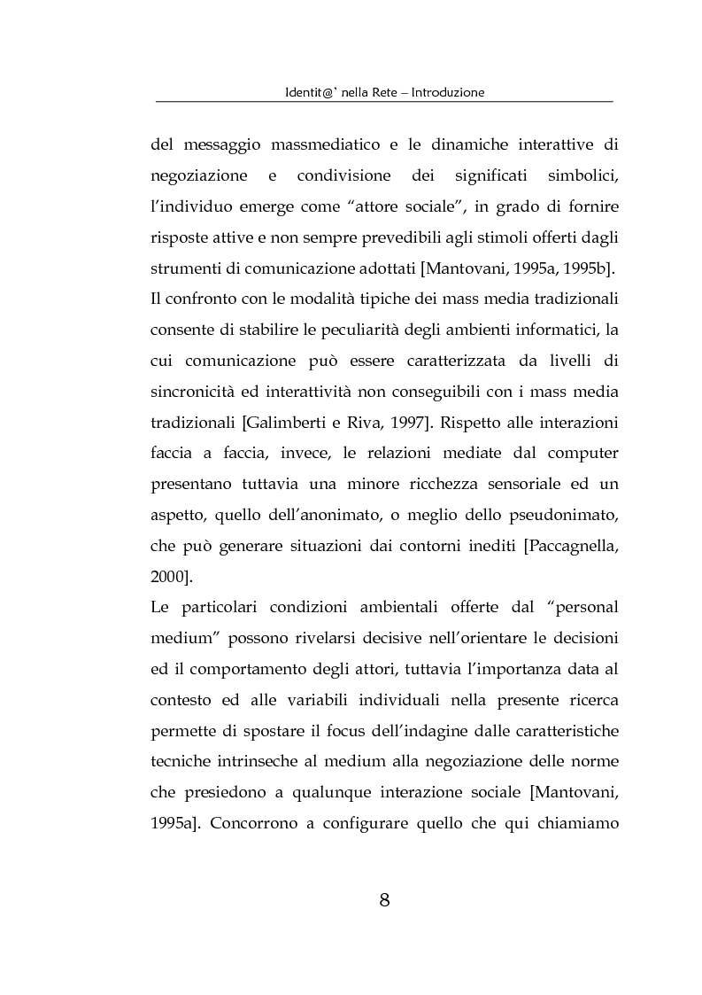 Anteprima della tesi: Identità nella Rete. Per una psicologia della comunicazione mediata dal computer, Pagina 5