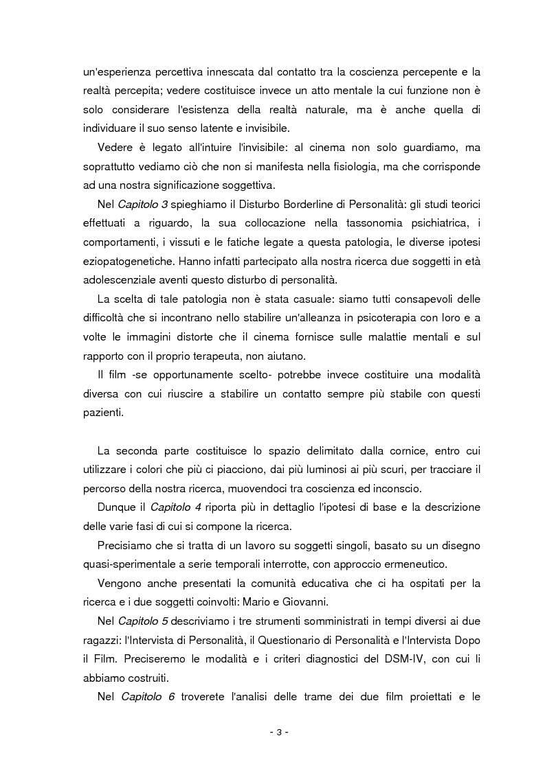Anteprima della tesi: Il cinema parla dall'inconscio. Meccanismi di identificazione e di proiezione in due casi clinici esemplificativi di Disturbo Borderline di Personalità, Pagina 3