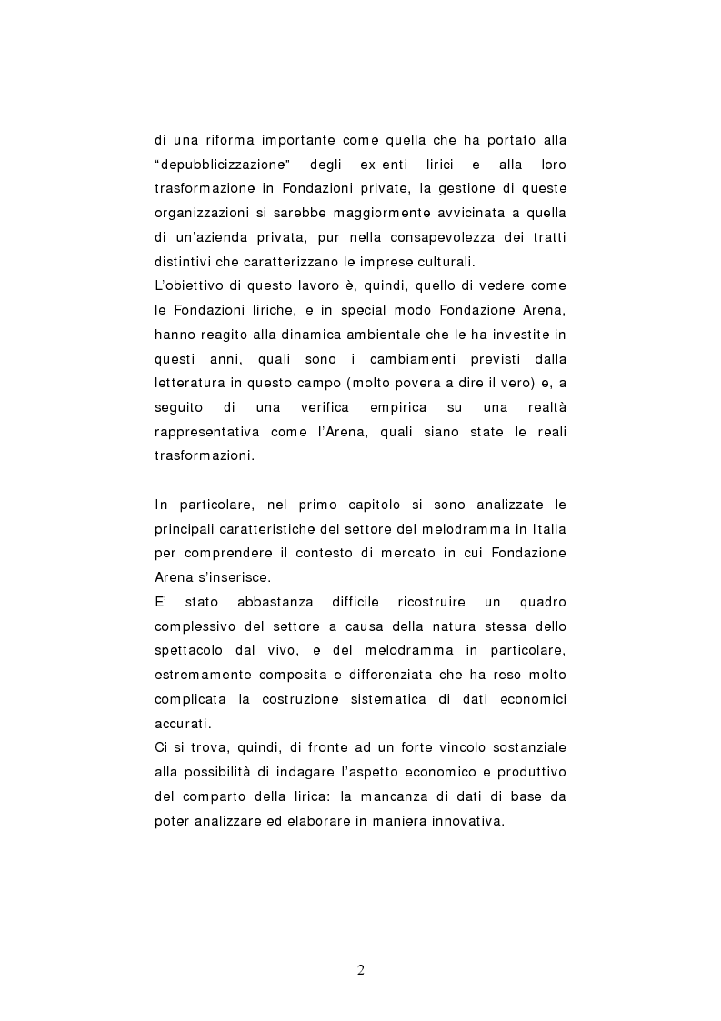 Anteprima della tesi: Dinamiche organizzative e gestionali nei teatri lirici italiani: il caso Fondazione Arena, Pagina 2