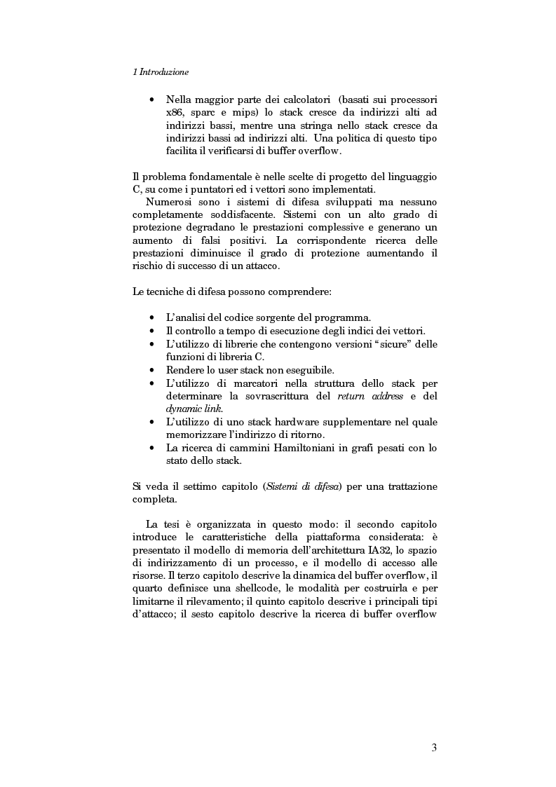 Anteprima della tesi: Sviluppo di un sistema per la ricerca automatica di Buffer Overflow su piattaforma GNU/Linux, Pagina 3