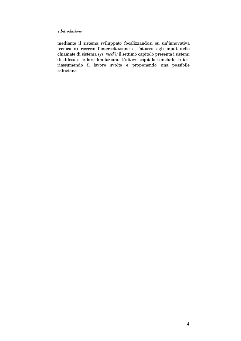 Anteprima della tesi: Sviluppo di un sistema per la ricerca automatica di Buffer Overflow su piattaforma GNU/Linux, Pagina 4