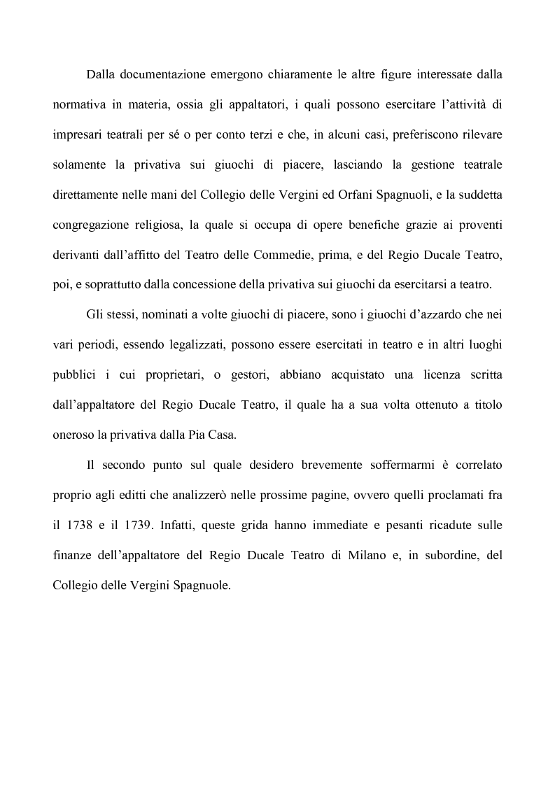 Anteprima della tesi: Teatro e Giuoco d'Azzardo a Milano nel Settecento, Pagina 4
