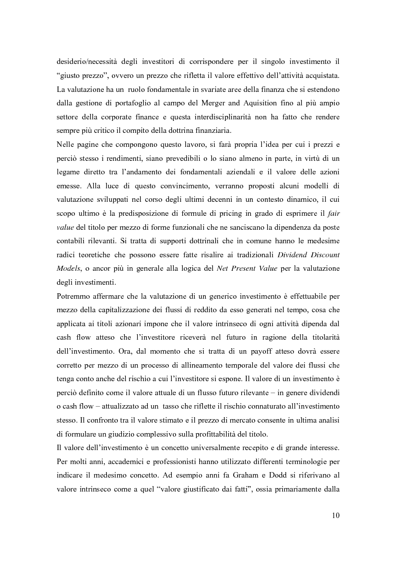 Anteprima della tesi: Modelli di pricing per titoli azionari: la valutazione in economie dinamiche, Pagina 10
