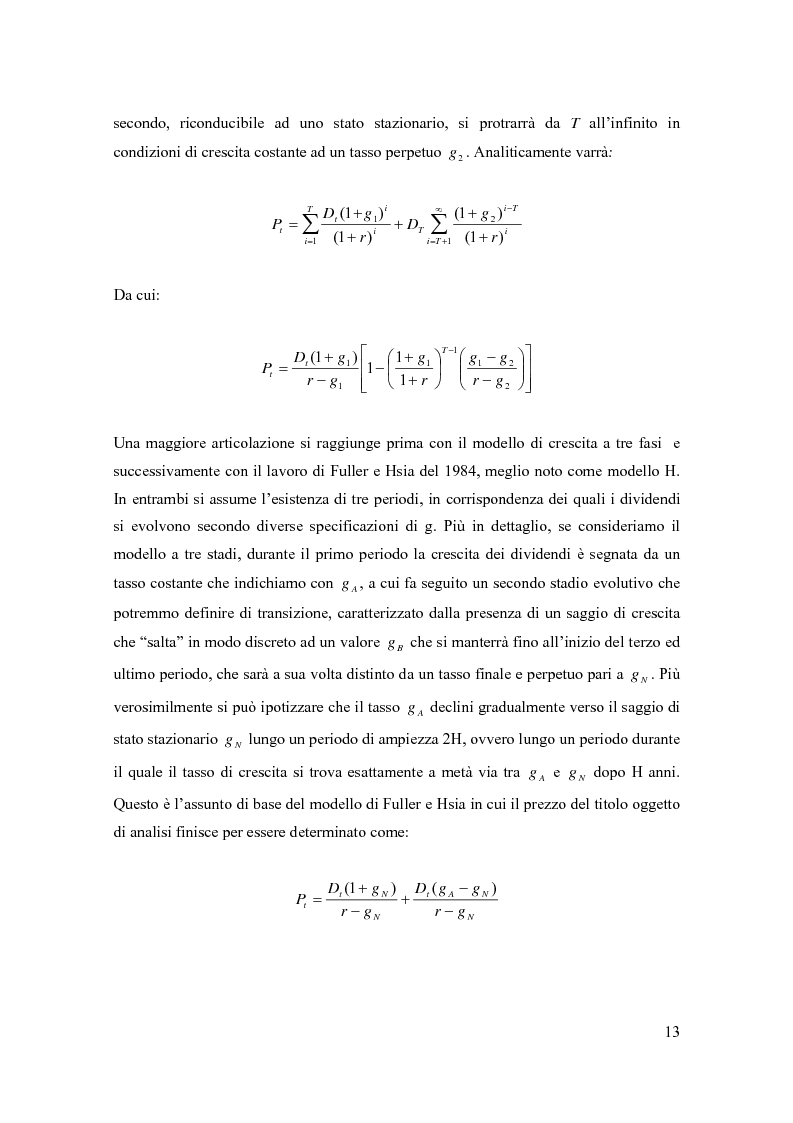 Anteprima della tesi: Modelli di pricing per titoli azionari: la valutazione in economie dinamiche, Pagina 13