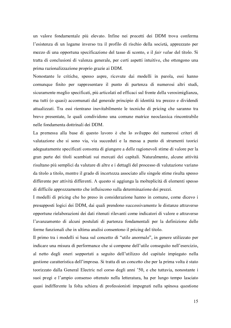 Anteprima della tesi: Modelli di pricing per titoli azionari: la valutazione in economie dinamiche, Pagina 15