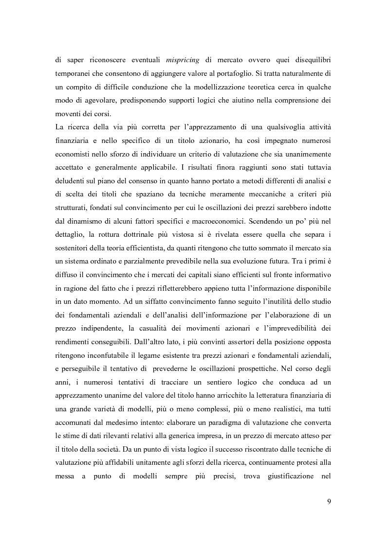 Anteprima della tesi: Modelli di pricing per titoli azionari: la valutazione in economie dinamiche, Pagina 9