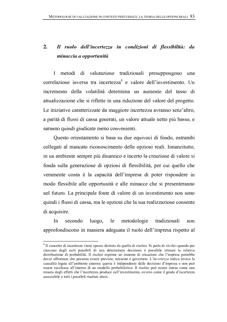 Anteprima della tesi: Opzioni Reali. Valutazione degli investimenti in condizioni di incertezza, Pagina 6