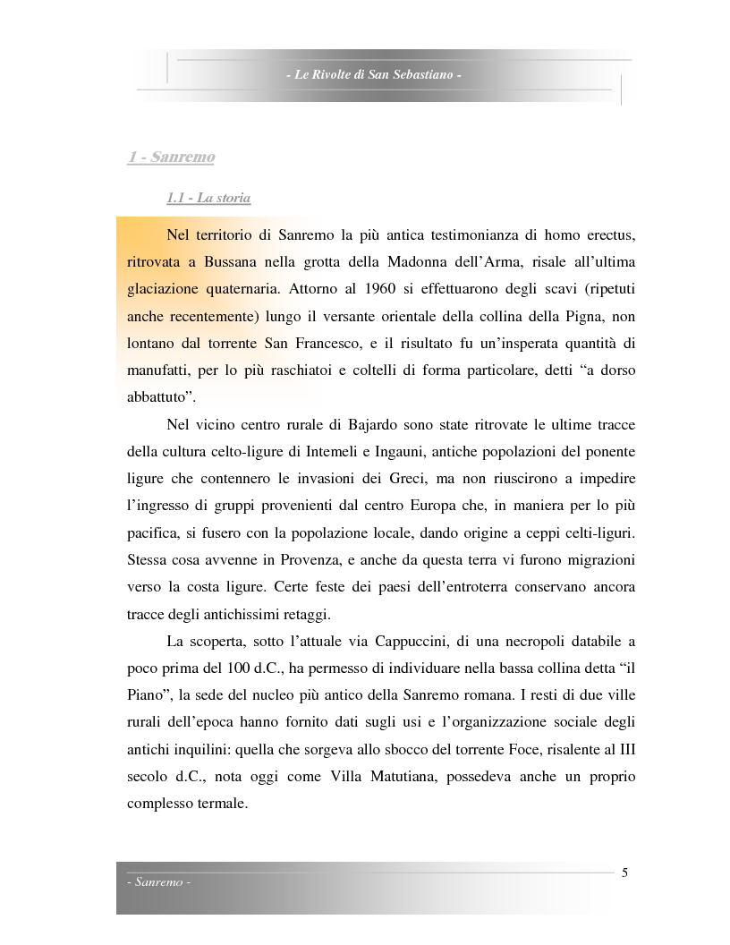 Anteprima della tesi: Le Rivolte di San Sebastiano: Proposta di recupero di un edificio sito nella Pigna di Sanremo, Pagina 5